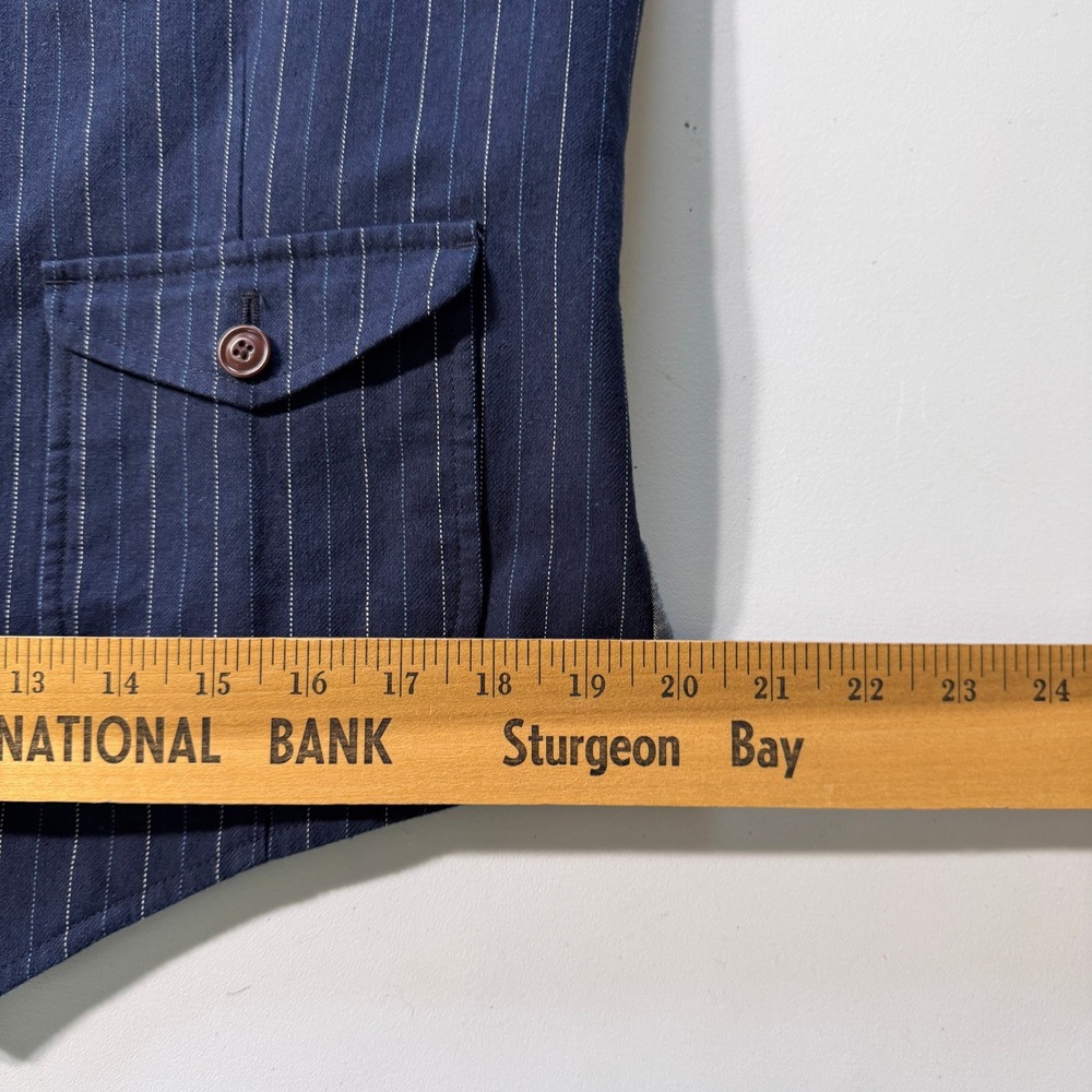 Lands End Canvas Vest Mens XL Blue Excellent Pinstripe Cotton Workwear Vest - Picture 5 of 14
